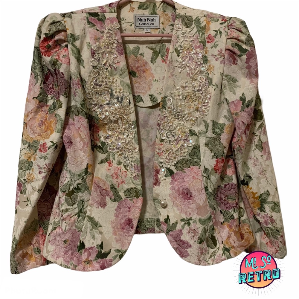 Vintage Nah Nah Floral Beaded Blazer